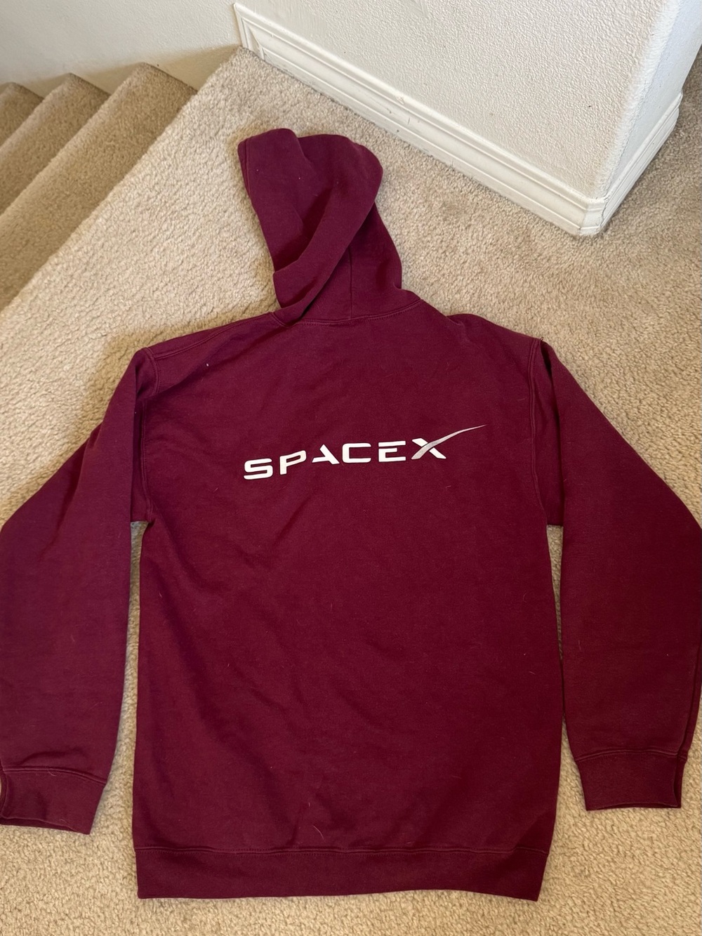 SpaceX Men's Pullover Hoodie in Burgundy